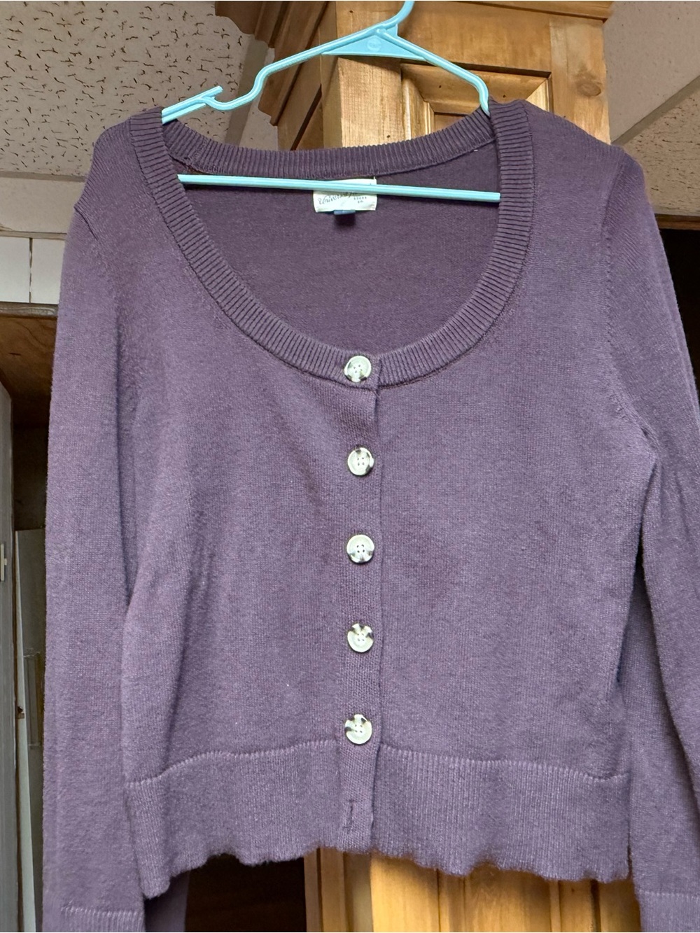 Universal Thread Plum Scoop-Neck Button Cardigan